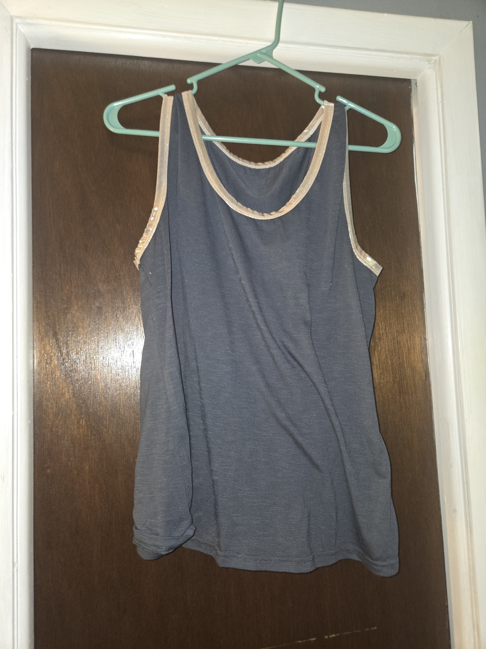 SHEIN Gray Tank Top with Gold Trim